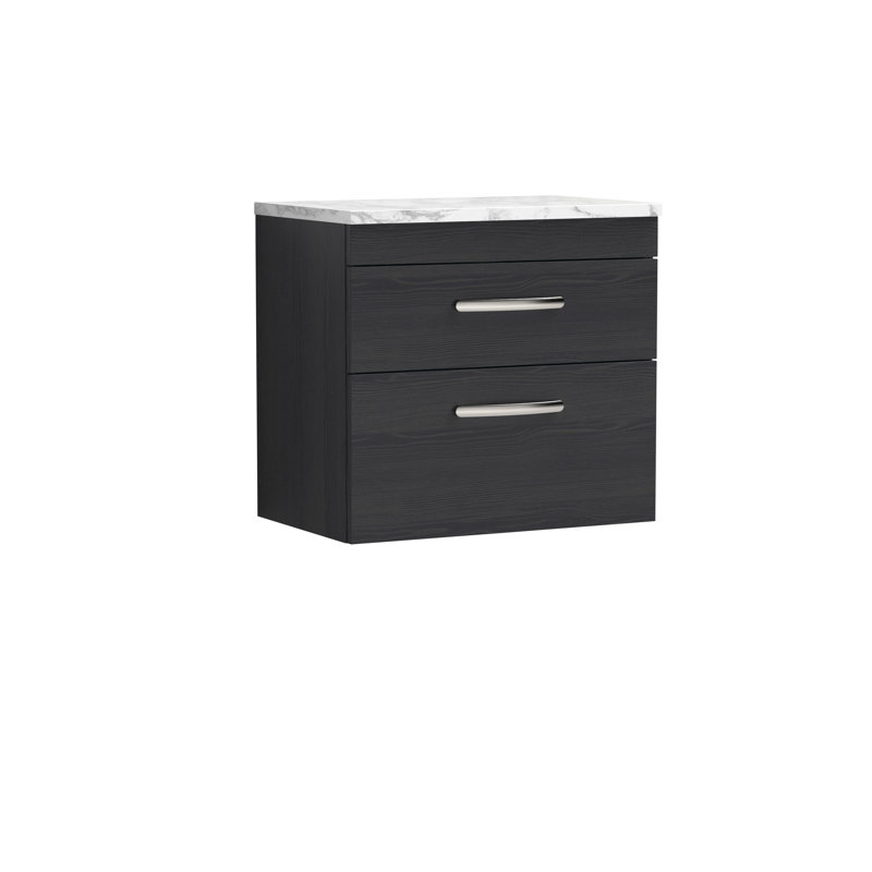 Athena 23.82cm Single Bathroom Vanity Base Only, Charcoal Black Woodgrain