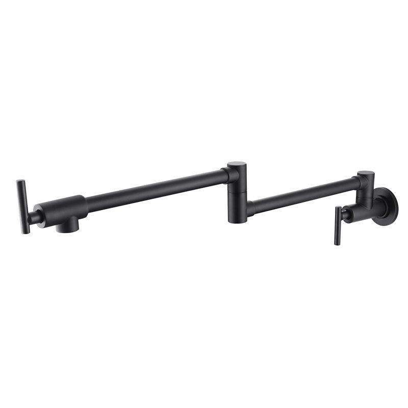 Robinet remplisseur de pot mural noir mat, fabriqué en laiton, poignées doubles pour une circulation d'eau douce, accoudoir, contre la corrosion et empreintes digitales montées en laiton, alimentation uniforme, surface protégée contre la corrosion