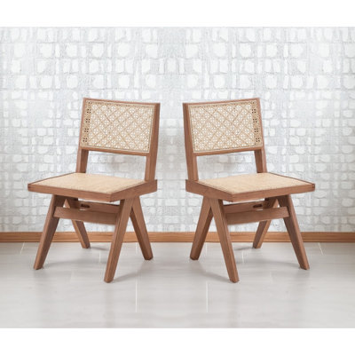 Chaise d'appoint de style Mid-Century moderne de 2 personnes pour une salle à manger décontractée, avec pieds à structure, finition naturelle et chaises confortables au toucher avec espace chaleureux et pieds