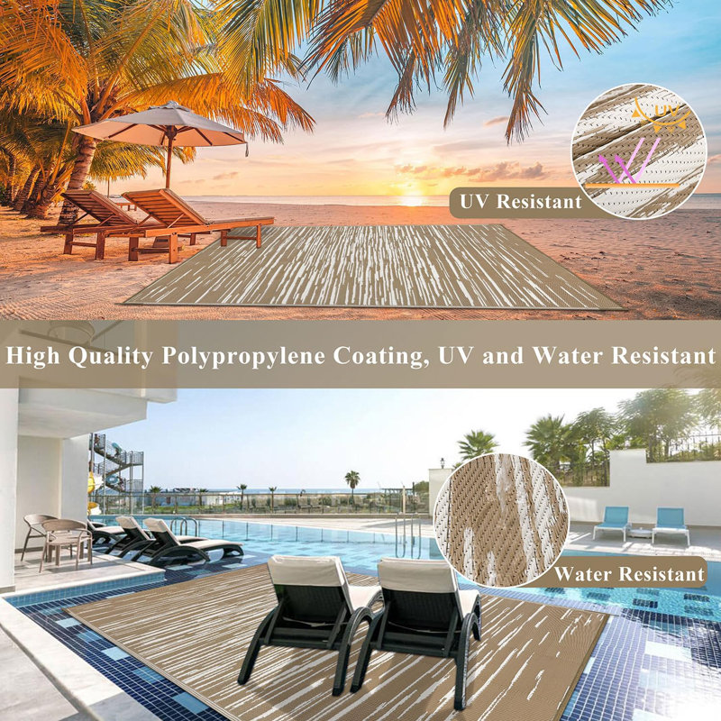 Reversible Plastic Outdoor Rug Waterproof for Patios Clearance,Camping RV,Picnic,Backyard,Deck,Balcony,Porch