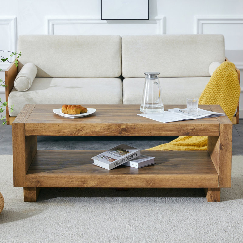 Table basse rectangulaire, Bois naturel