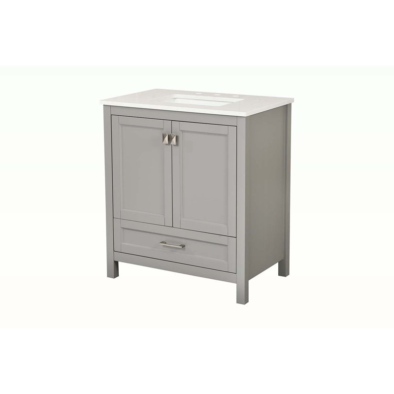 Meuble-lavabo de salle de bain avec lavabo combiné, Gris