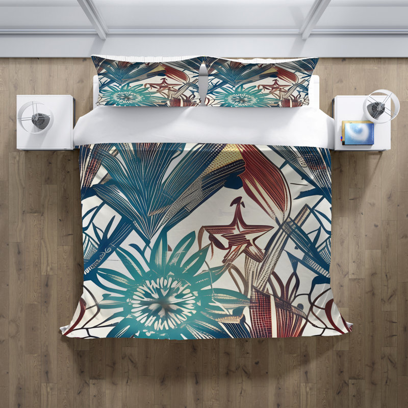 Polyester Abstract Duvet Cover, King Duvet Cover + 2 King Shams