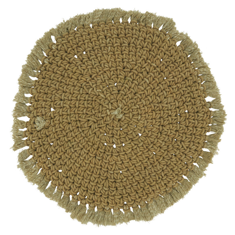 Jaelyn Collection Cotton Round Placemat, Beige