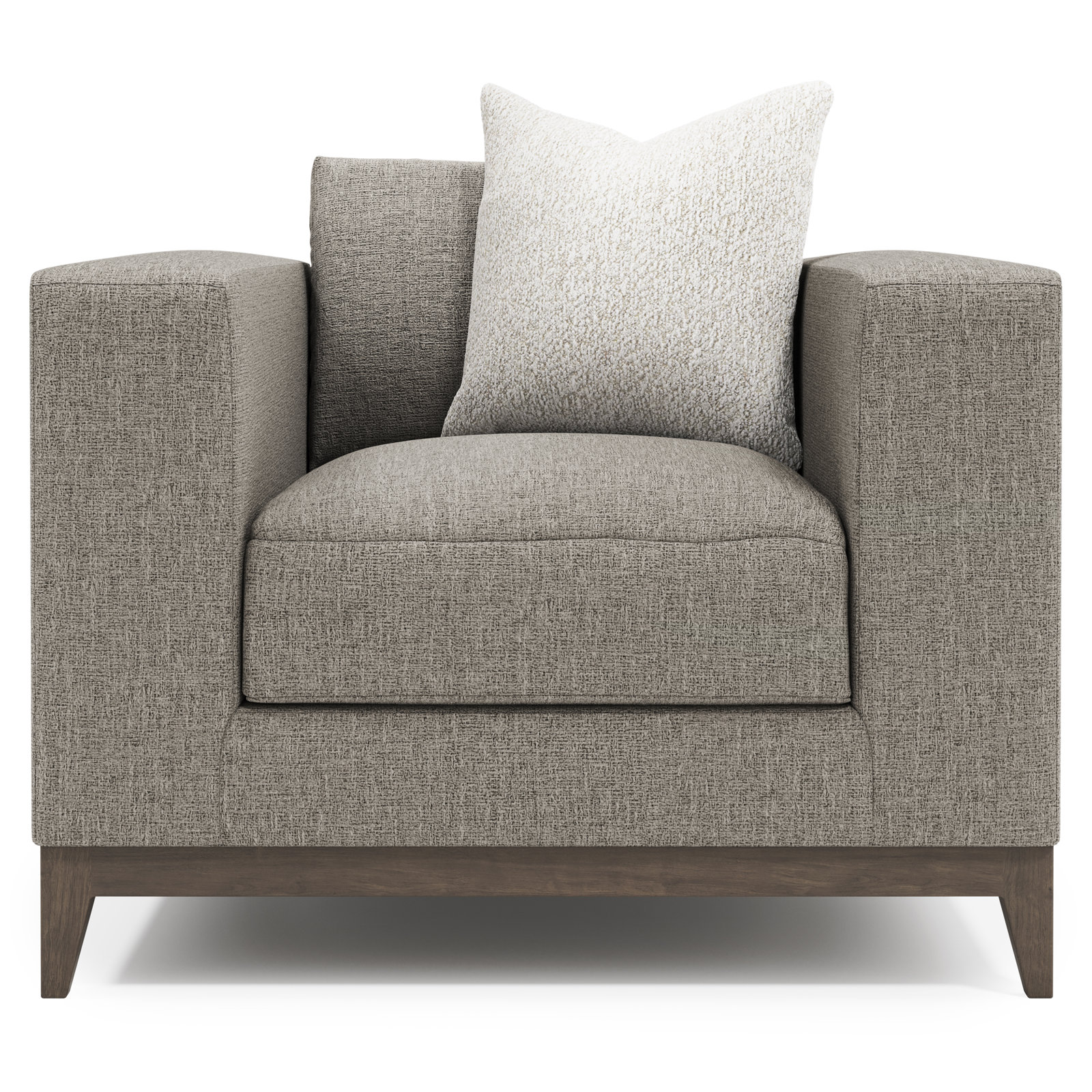 Noel 40" Wide Armchair, Gray, Brown Wood