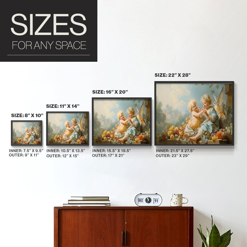 Angels From Above-XV - Reproduction encadrée - Restickable, Cadre noir, H 11 po x l 14 po