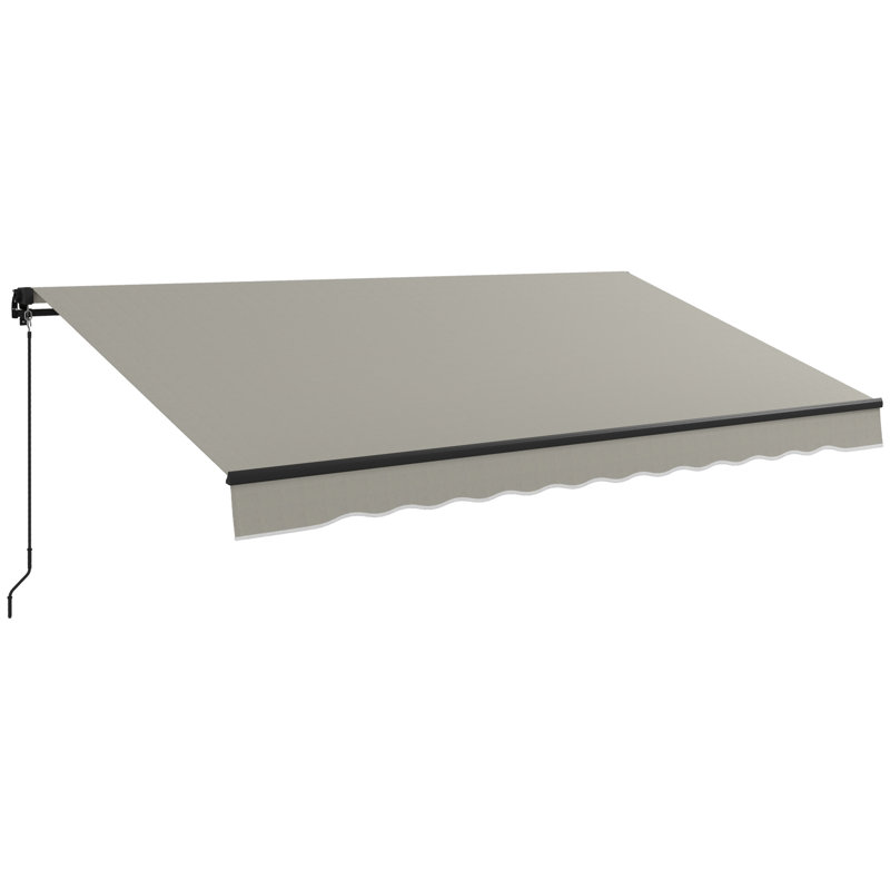 Auvent de terrasse rétractable en polyester de 59,1 po de largeur Outsunny, H 59,1 po x l 141,7 po x P 118,1 po, Gris clair