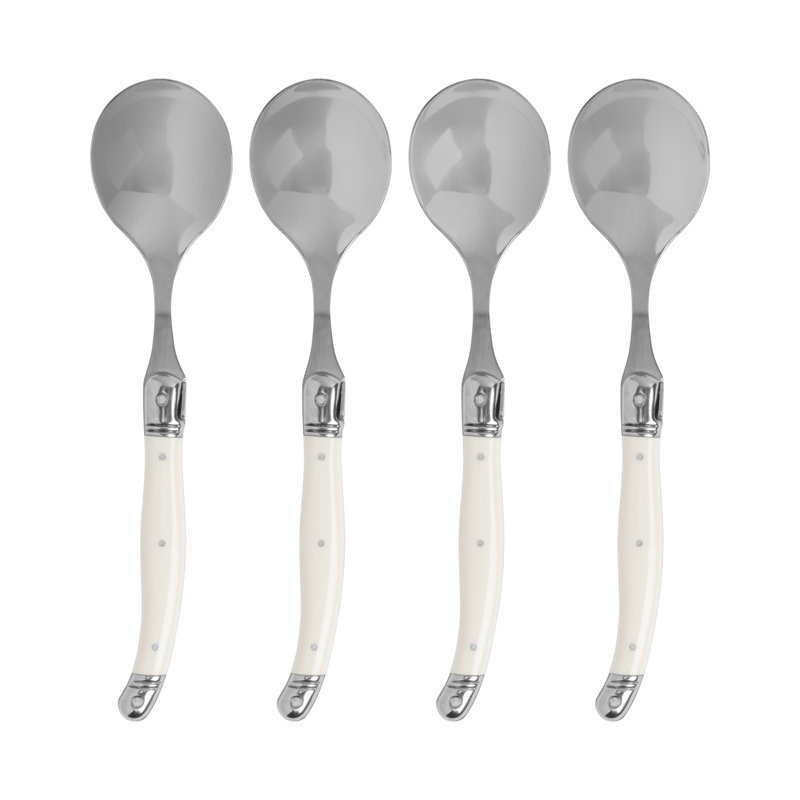 French Home Laguiole Soup Spoons with Faux Ivory Handles, 4-Piece Set
