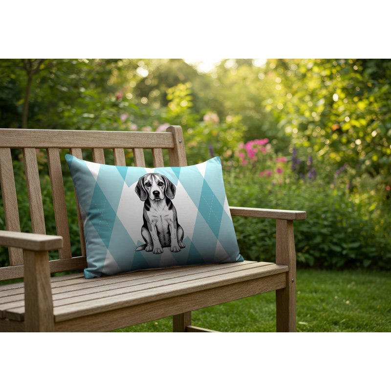 Oreiller réversible intérieur / extérieur Beagle Dog, 20 po x 14 po, Sarcelle