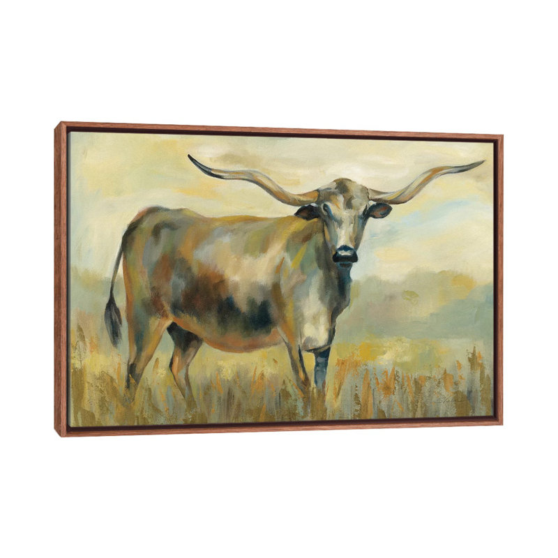 «Longhorn Cow» par Silvia Vassileva - reproduction d'art, Classic Wood Framed, Pas de tapis, H 26 po x l 40 po x 1,5 po