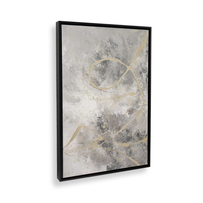 Imprimé chuchotement doré v3, Toile avec cadre flottant noir satiné, H 36,75 po x l 24,75 po x P 1,75 po