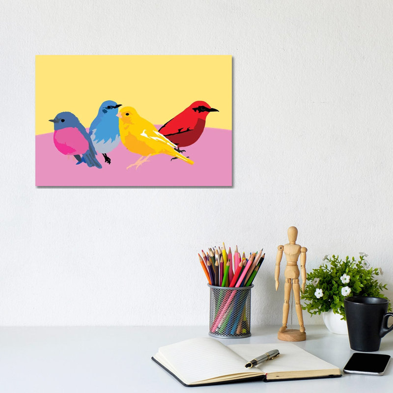 A Flock Of Sweet Birds - Wrapped Canvas Painting, 20.32 cm H x 30.48 cm W