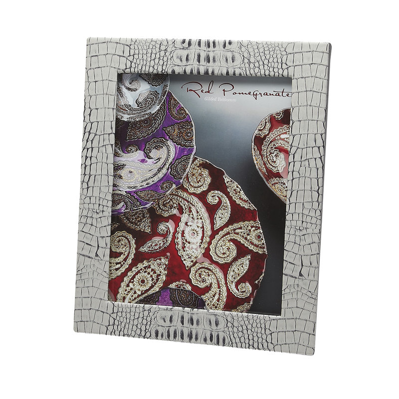 Embossed Picture Frame with Mat, Grey