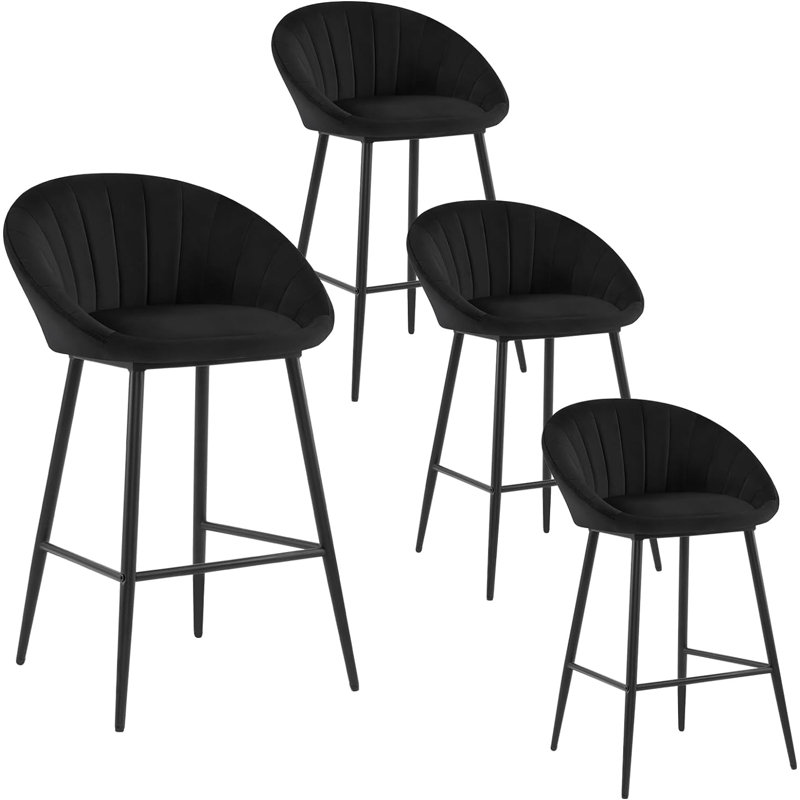Sydnie Upholstered Counter Stool, Black, 4