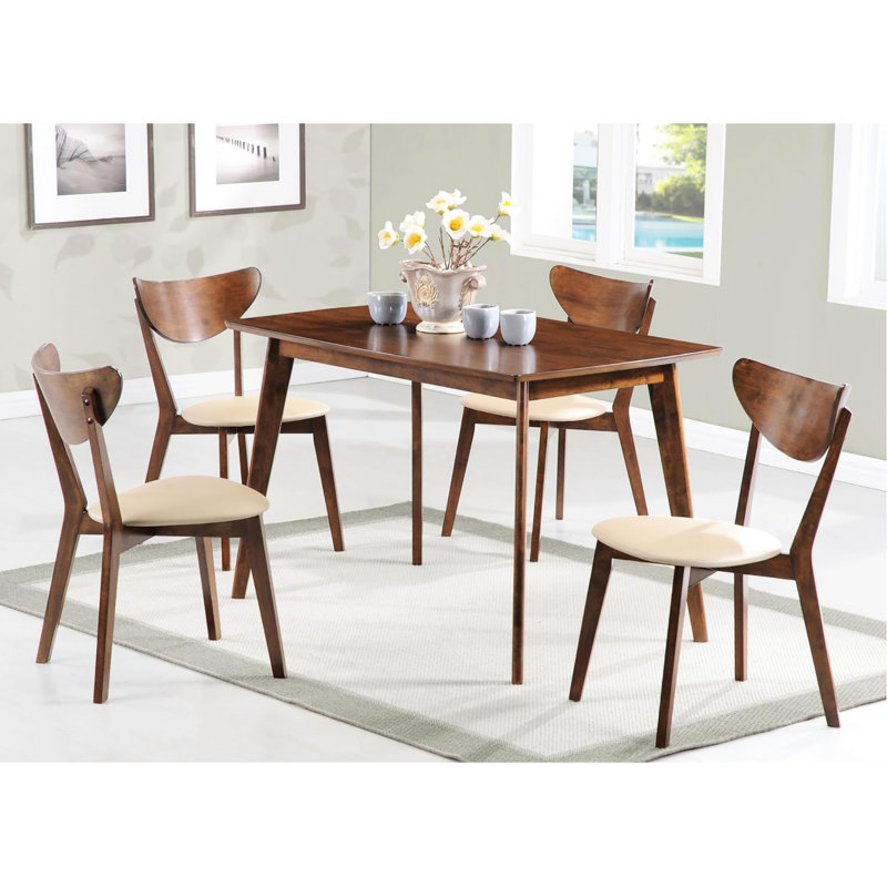 Chestnut Dining Table - Solid Wood, Rectangular Shape With Angled Legs For A Long-lasting And Versatile Retro Stylish