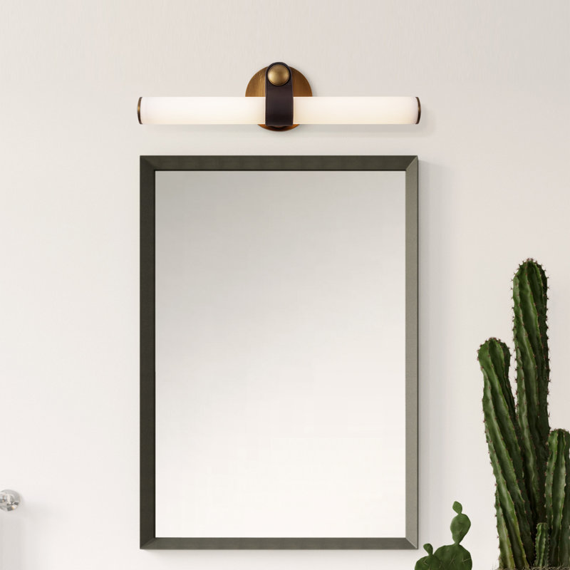 Ledger dimmable LED 20-in Black dimmable LED Bathroom Vanity Light, Antique Brass