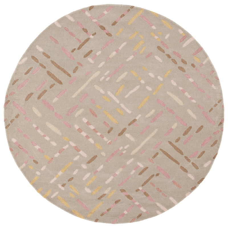 Kadraya Hand Tufted Wool And Cotton With Latex Abstract Rug, Round 6'