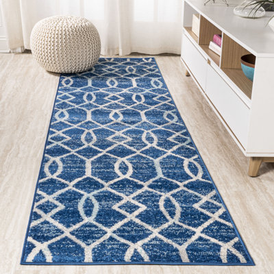 Tapis bleu / gris Oakden Ogee