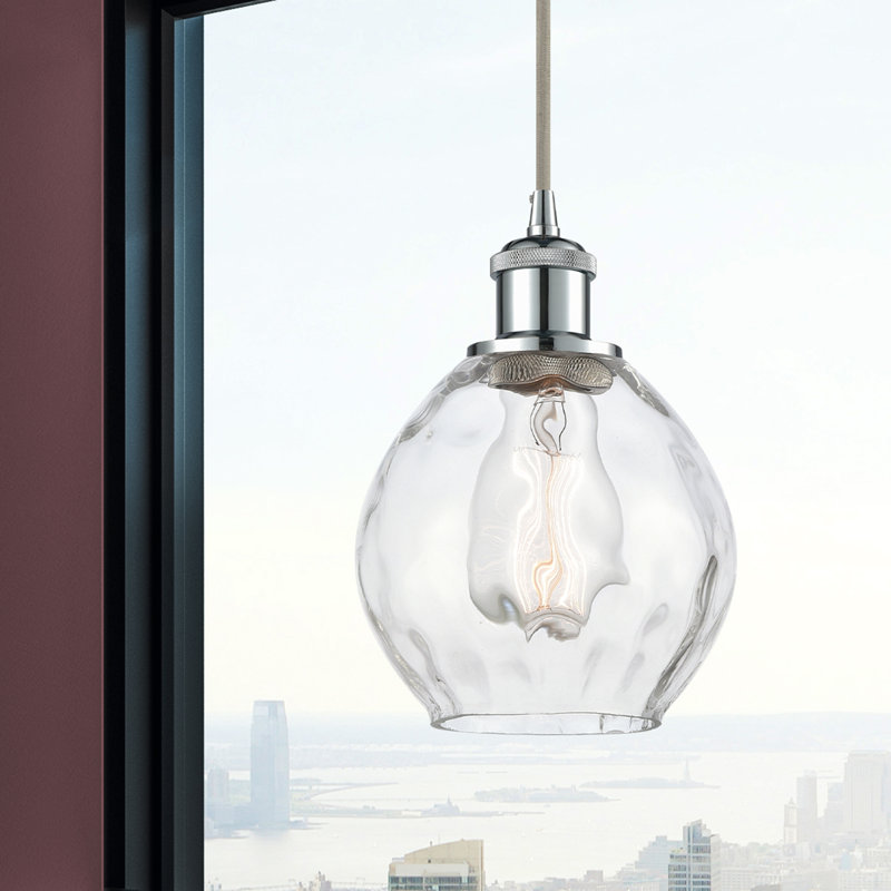 Luminaire suspendu simple à 1 lumière Jaron, Chrome poli, Ampoule DEL 6 watts Vinage