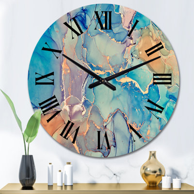 Horloge murale moderne bleue et orange