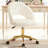 Hollow-Out Back Leisure Upholstered Accent Chair with Gold Metal Base Height Adjustable  Cute Upholstered Office Chair Vanity Chair with Wheels-1336424731-1336424729