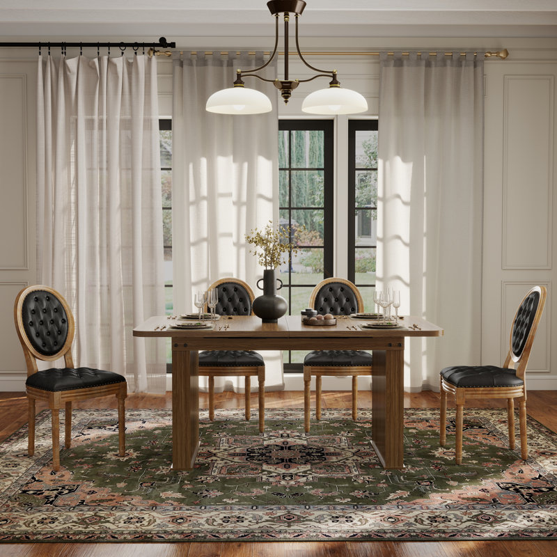 Ensemble de salle à manger Mid-Century, Table, 4 chaises, Noir