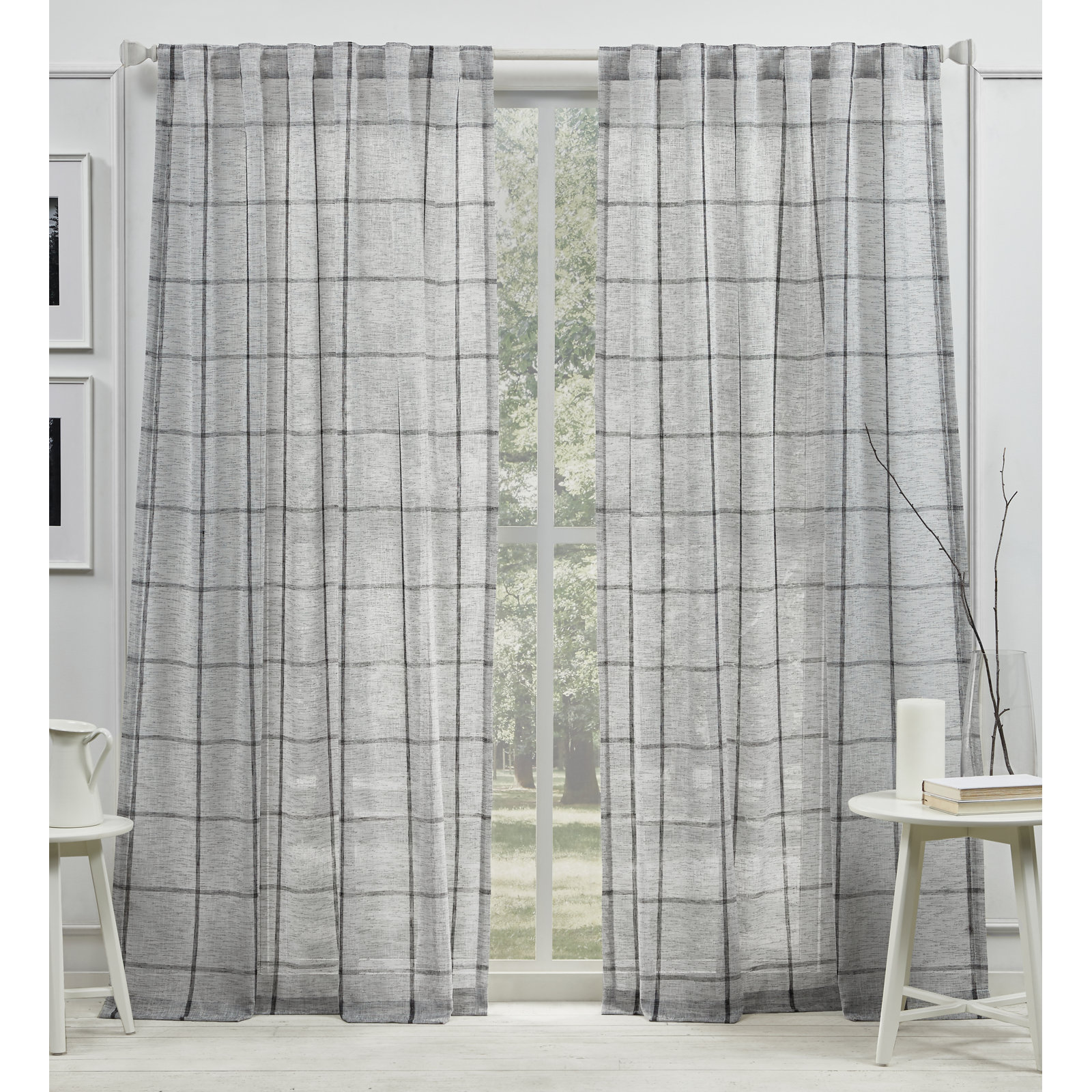 Lauren Ralph Lauren Rubin Sheer Curtain Panel, Black, 54" x 96"