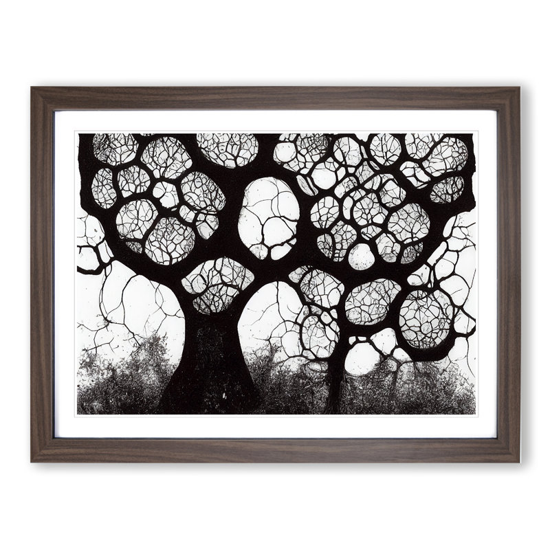 XH1022-6839X Peaceful Tree - Picture Frame Print, 46cm H x 64cm W x 2cm D, Walnut Framed