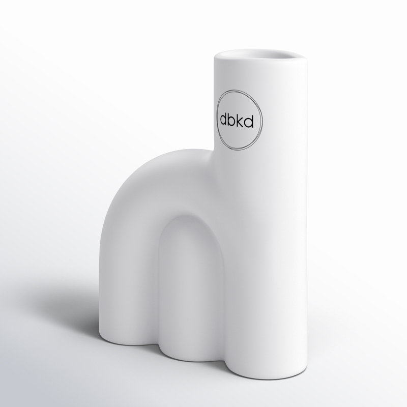 Vase de table en céramique Liviana, H 5,9 po x l 4,75 po x P 2 po, Blanc