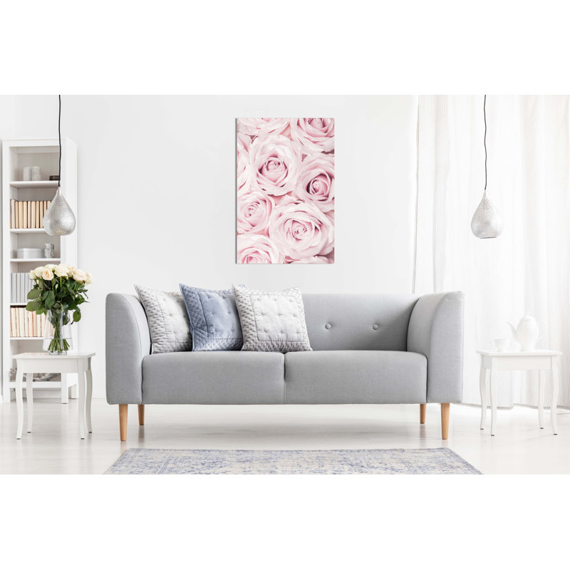 Pastel Pink Roses Close Up - Wrapped Canvas Print, 46cm H x 31cm W x 1.8cm D