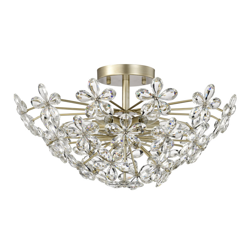 Jody 6-light Brushed Silver-ish Champagne Daisy Flower Crystal Large Size Flush Mount A0B2FFE4AF714AEBBFB5F32CC72E6593