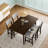 5-Piece Dining Set - 1 Solid Wood Table + 4 Upholstered Chairs-1935280681