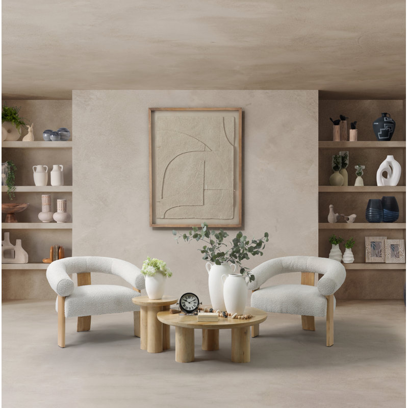 Modern Neutral Wooden Living Room End Table, Side Table 18", Natural