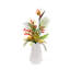 Tropical Flower Arrangement in White Leaf Vase