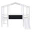 Lit mezzanine simple avec échelle et glissade, lit maison avec tableau noir et bande lumineuse sur le toit-1205037359