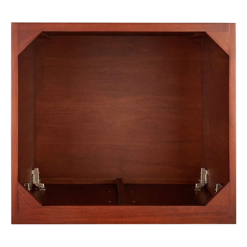 24" White Teak Bathroom Vanity with Carrara Marble Top