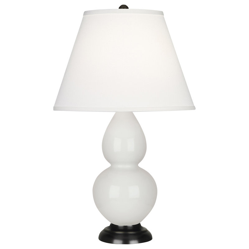 Gourd Table Lamp, Lily and Bronze Base