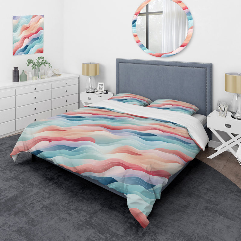 Pastel Harmony I - Ensemble de housse de couette à motif abstrait - Microfibre de polyester