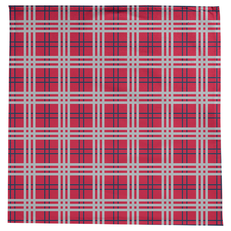 Nappe carrée en mélange de coton à carreaux, Rouge / bleu nautique / argent nouveau siècle