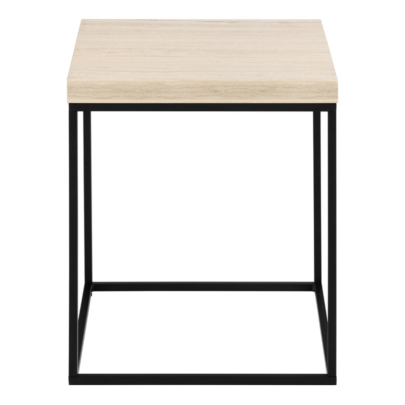 Barossa Coffee Table with Top & Black Steel Base, Light Oak, 45cm H x 40cm L x 40cm W