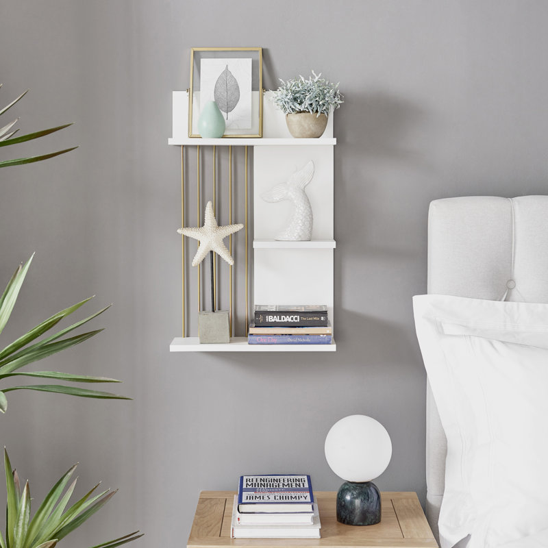Badiah 3-Level Tiered Shelf Unit, White/Gold