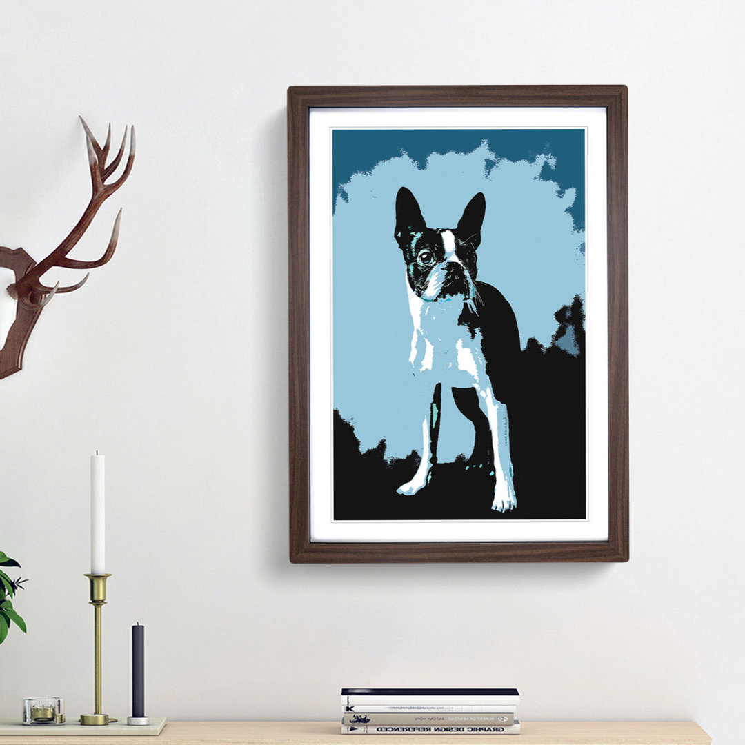 Boston Terrier Dog in Abstract - Framed Print