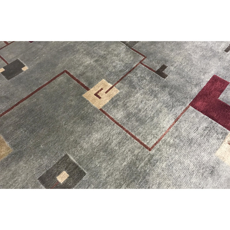 Hand-Knotted High-Quality Green and Beige Area Rug
