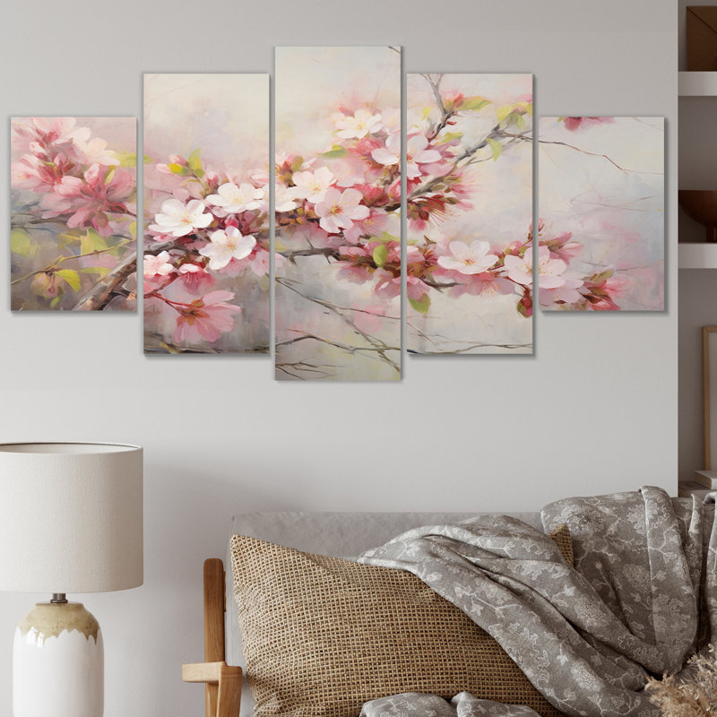 Fleur de pommier impressionniste 5 pièces