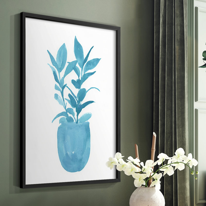 «Watercolor House Plant III», reproduction encadrée - bois massif, Noir, H 20 po x l 16 po