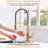 Brushed Gold Automatic Smart Kitchen Faucet, Touchless With Stable Motion Sensor And Pull Out Hands Faucet In Gold, Efficient Operation-184687881