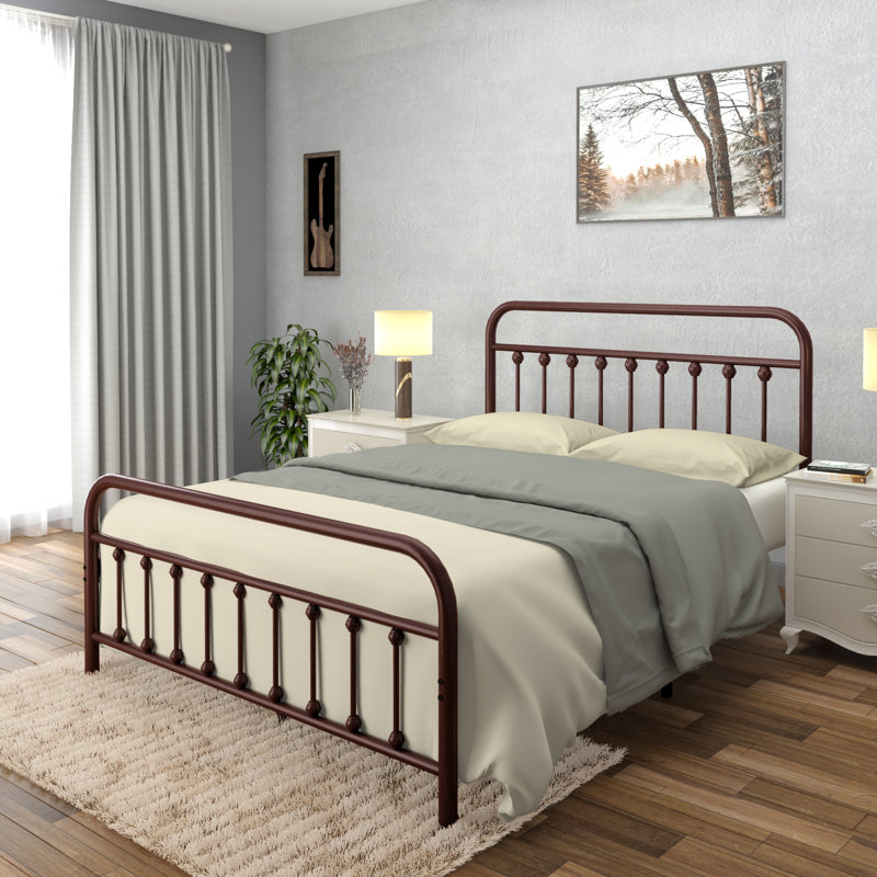 Ernestin Metal Open-Frame Bed, Full, Brown
