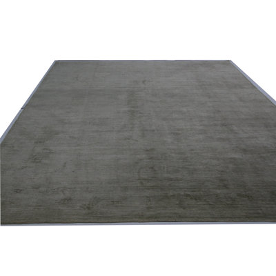Tapis vert pistache noué à la main de conception unique 9 pi x 12 pi