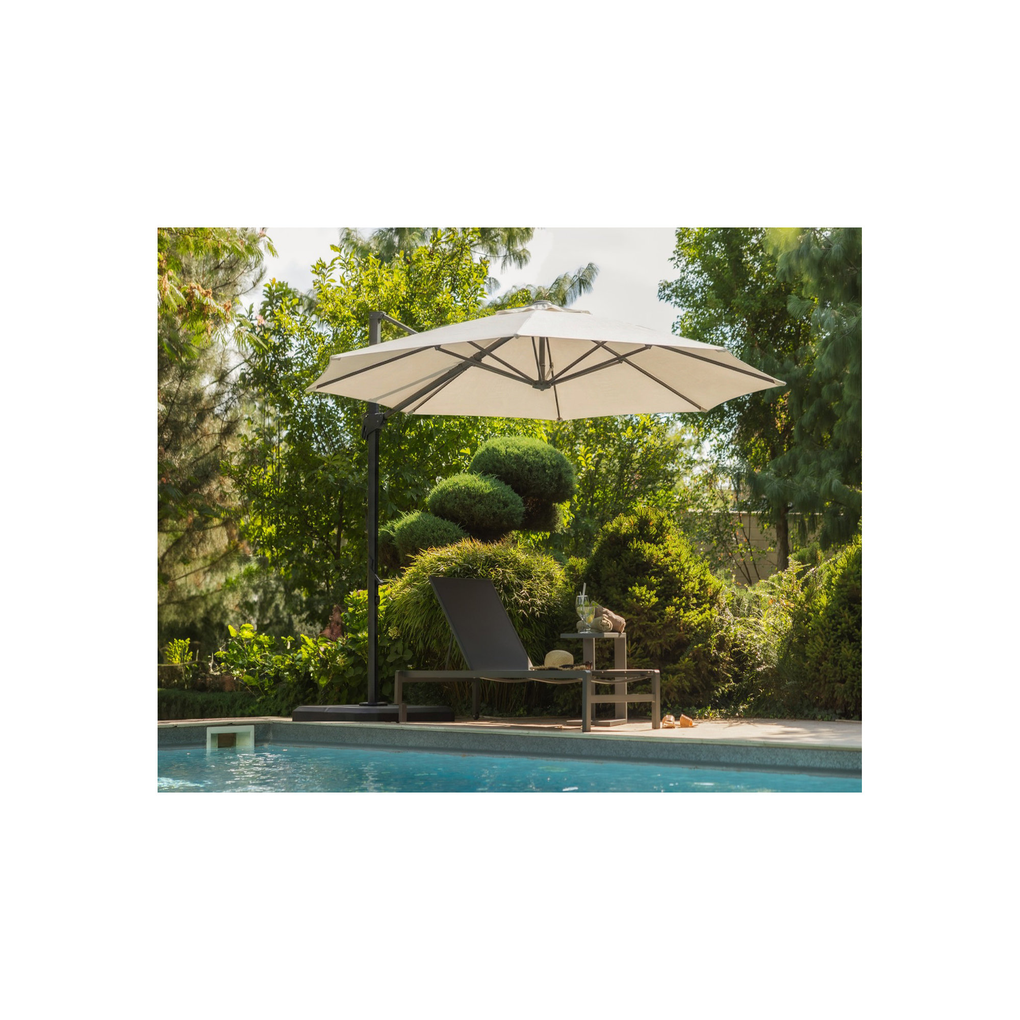 Lillie 10ft Round Cantilever Umbrella, White