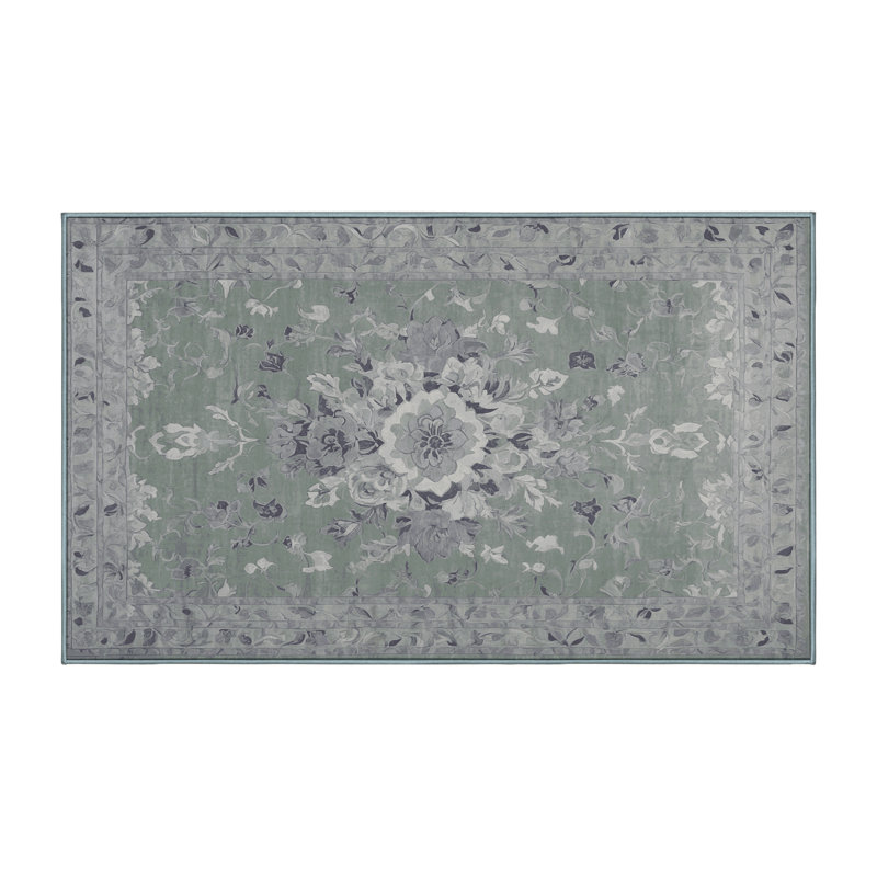 Machine Washable Blue Area Rug, Rectangle 2' x 3'